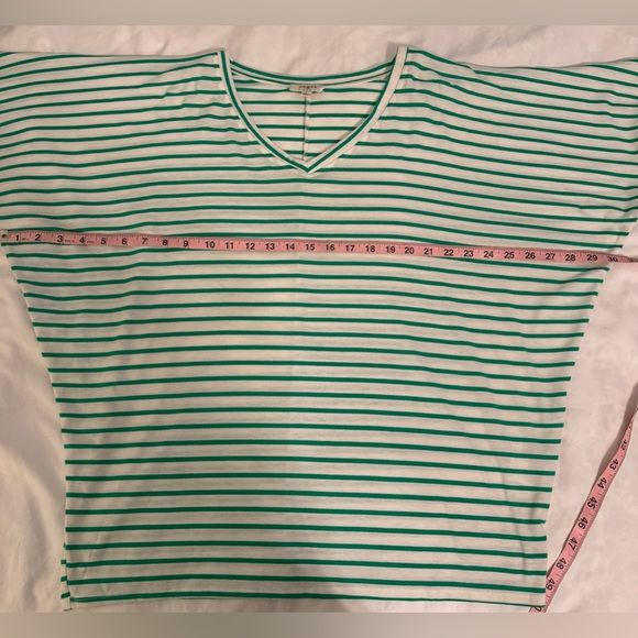 umgee Women’s Green & White Striped Shirt ~ Size L - Picture 6 of 14
